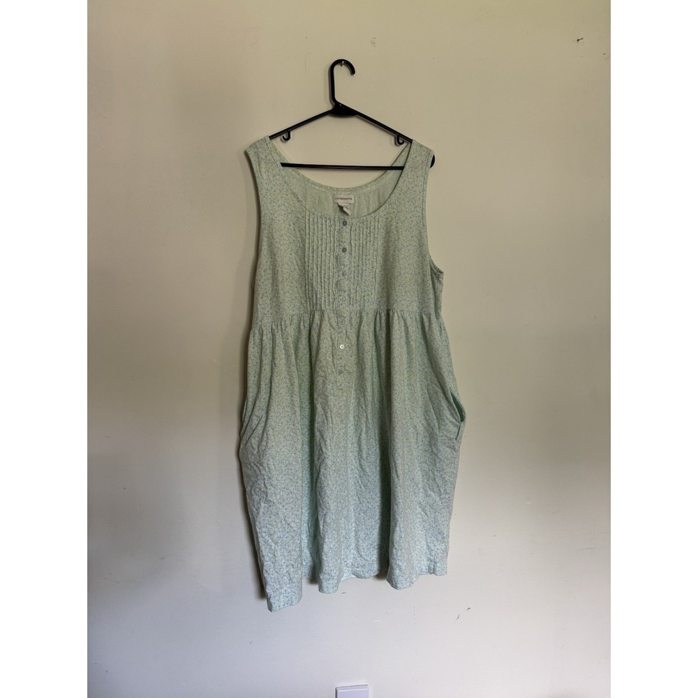 VTG Liz Claiborne cottage core, coquette 100% Cotton Smock Dress with Pockets L